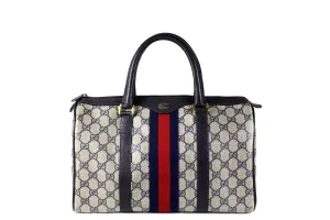 GUCCI Boston blue monogram canvas bag